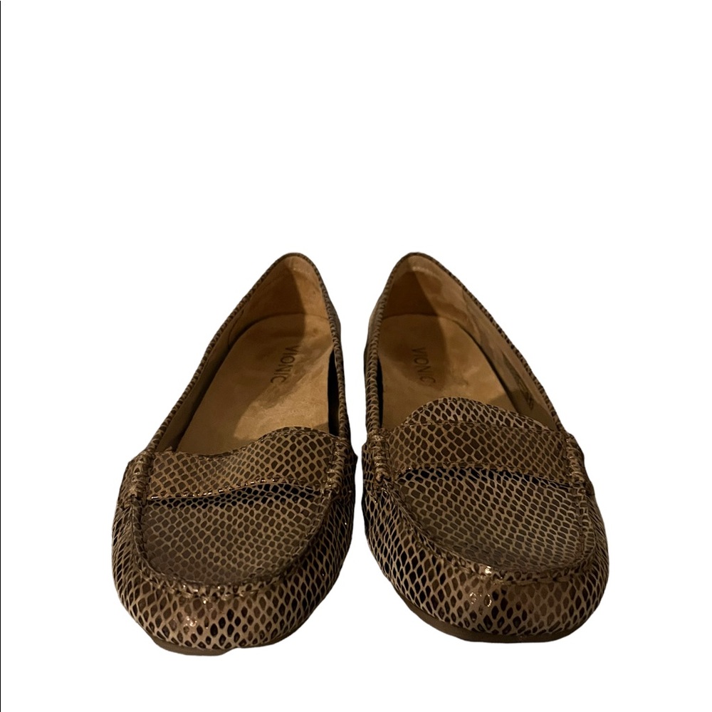 Vionic Brown Snake-Embossed Leather Loafers - Picture 3 of 11